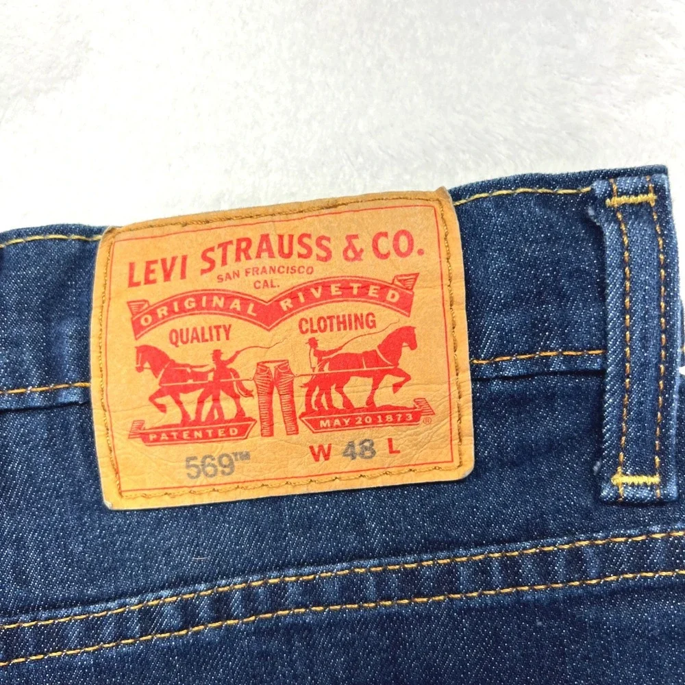 Levi's 569 Loose Straight Shorts Mens 48 Dark Wash Indigo Denim Baggy Jorts